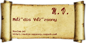 Módis Vázsony névjegykártya